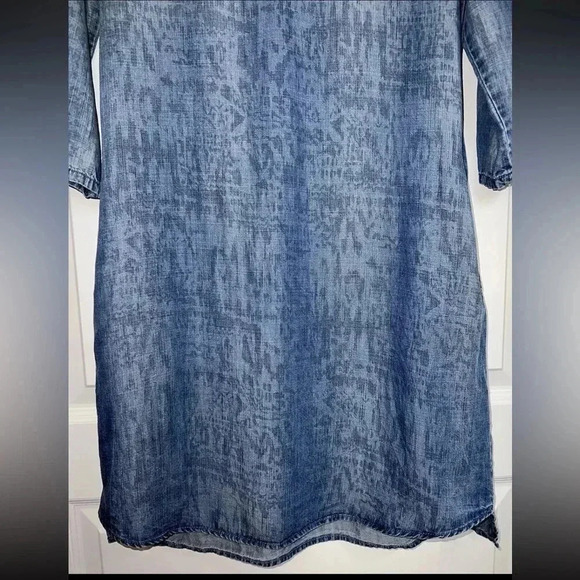 Max Jeans Women's Chambray Dress Blue Denim Dress Roll Tab Sleeves Collar - Sz 4 - Picture 5 of 10